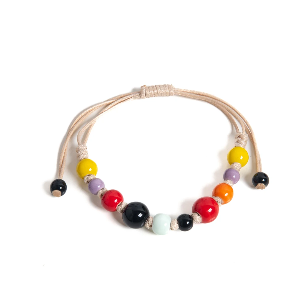 Colorful Handmade Ceramic Bracelet Adjustable Vintage Style Jewelry for Women and Men 1156 image 5