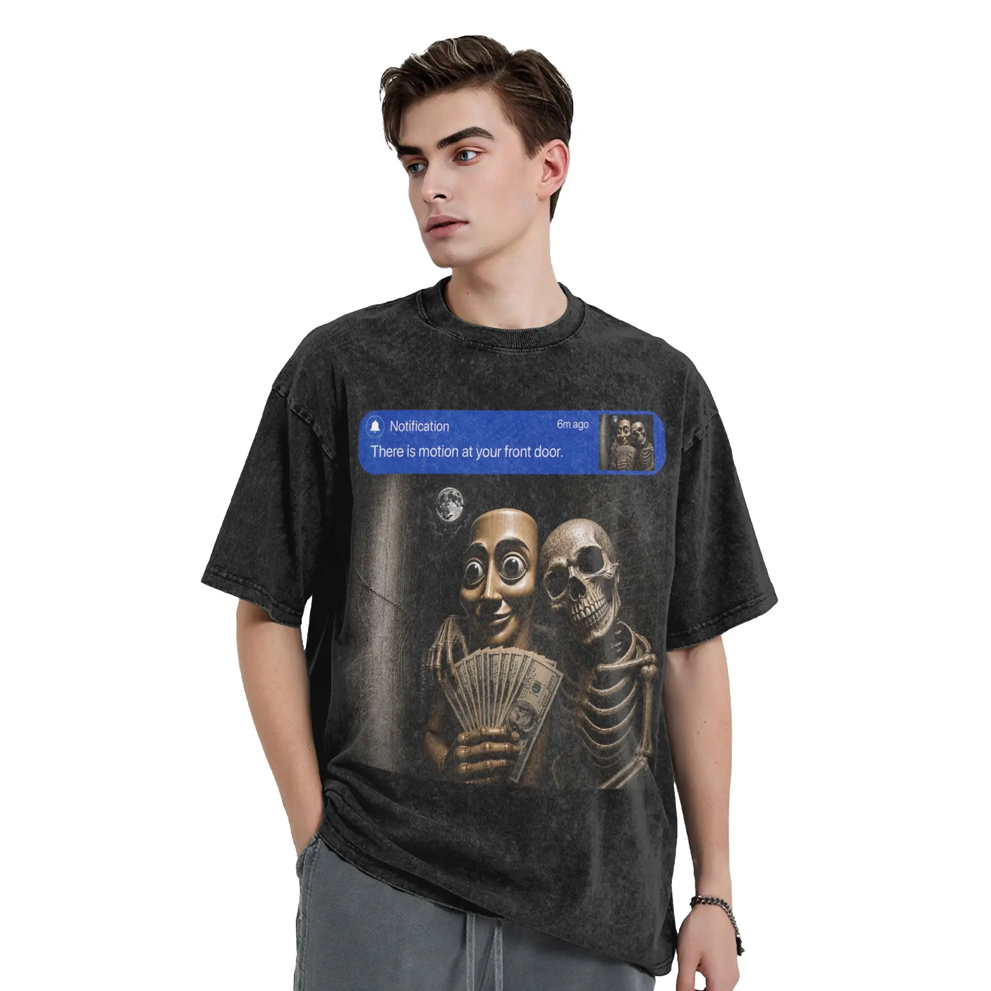 There is Motion at Your Front Door Tung Tung Tung Sahur Washed T Shirt Streetwear T-Shirt Tees for Men Women Short Sleeve
