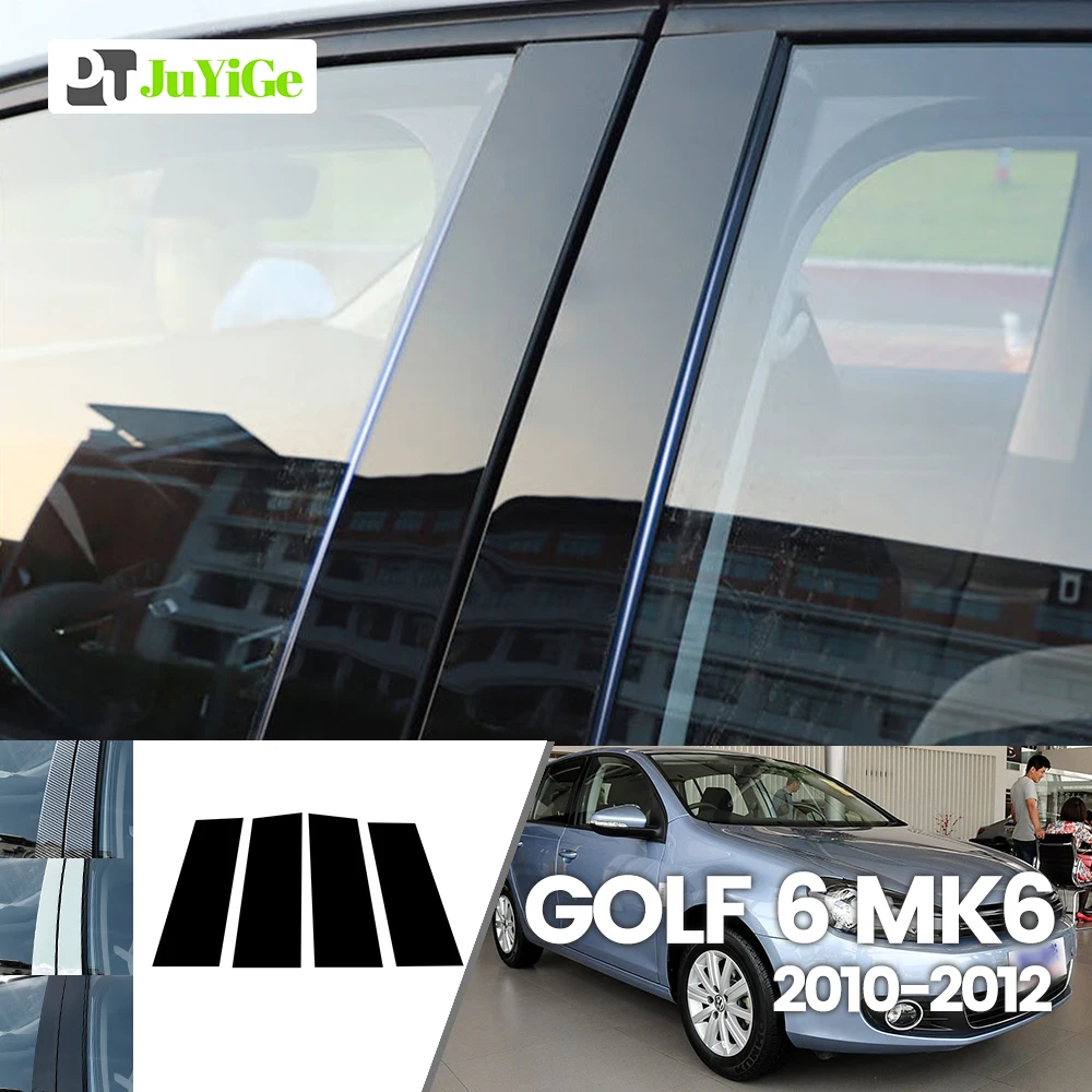 

For Volkswagen GOLF 6 VI MK6 2010-2012 2011 Bright Black Carbon Fibre Window Door B C Sticker