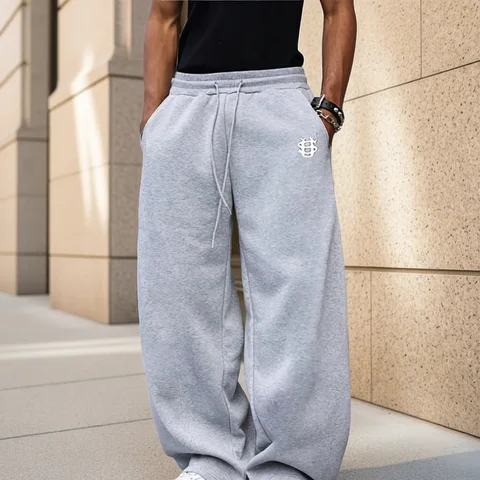 American Knife Street Men's Printed Wide-leg Pants, US Dollar Logo Sports Long Pants, Cool and Trendy Autumn Men's Gifts