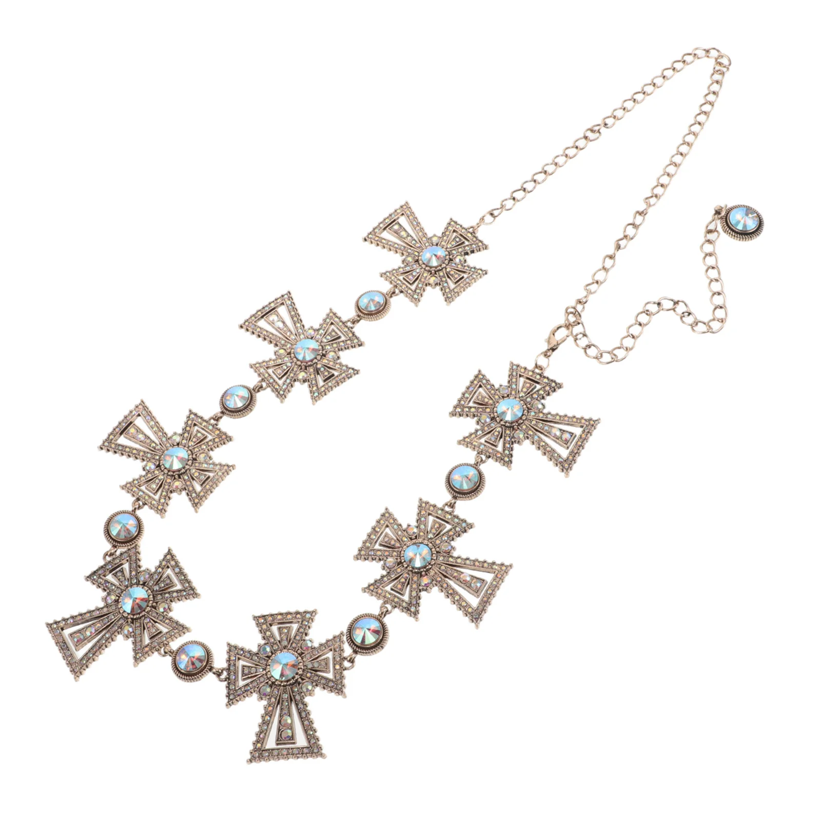 Cowgirl Rhinestone Chain Belt Adjustable Golden Cross Waist Chain Punk Metal Body Jewelry for Party Festival Outfits