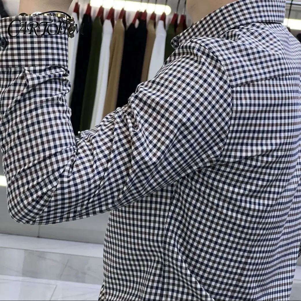 

Winter Velvet Thickened Shirt Jacket Men Plaid Embroidered Shirt Long-sleeved Trendy Versatile Shirt
