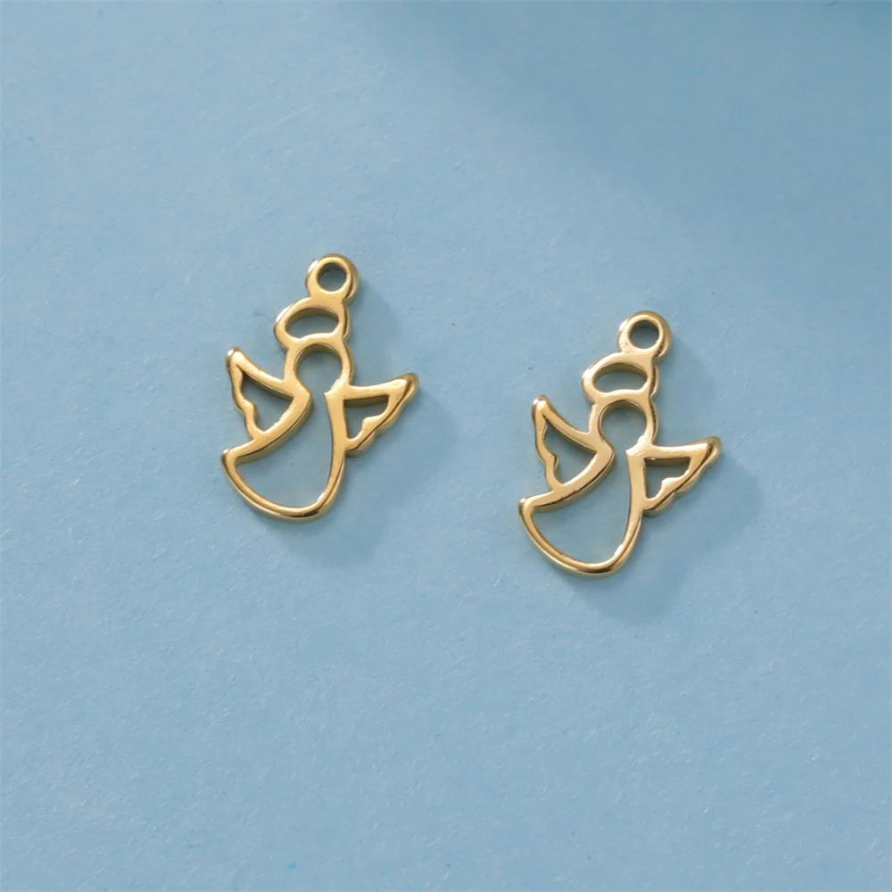 5pcs/Lot Hollow Angel Charms For Jewelry Making Stainless Steel Necklace Earrings Tiny Charm Diy Bracelet Pendants Accessories