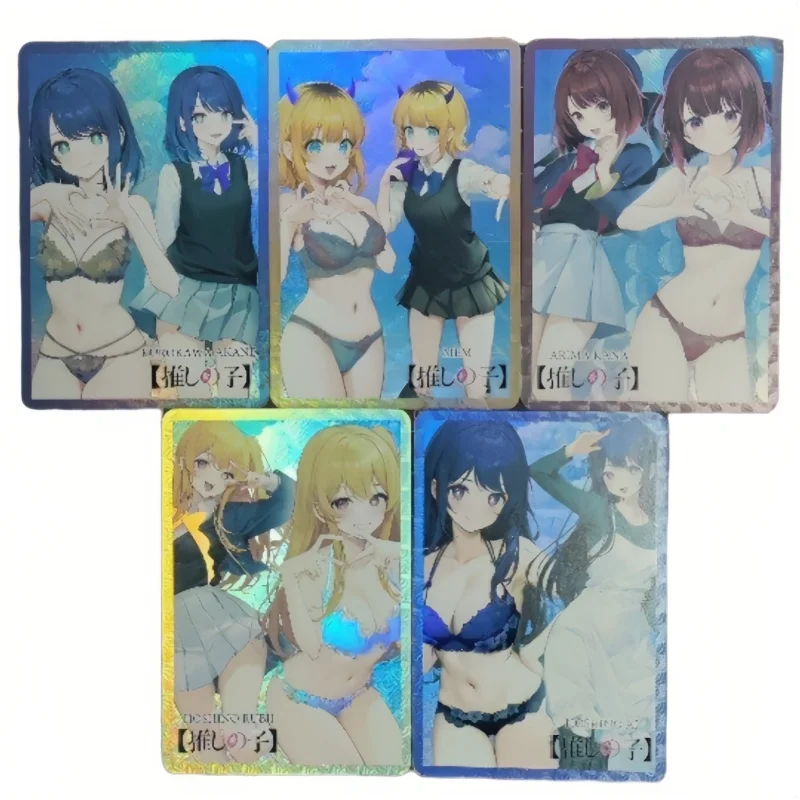 Anime Girl Flash Card Oshi No Ko Hoshino Ai Rubii Arima Kana Diy A Set of 5 Sheets Anime Peripheral Game Collection Card Gifts