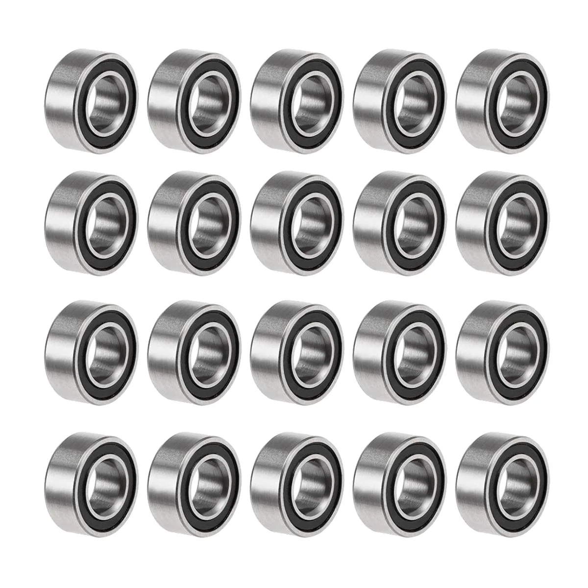 20PCS MR105-2RS 5X10X4mm Ball Bearing Steel Double-Shielded Miniature Ball Bearings,Black