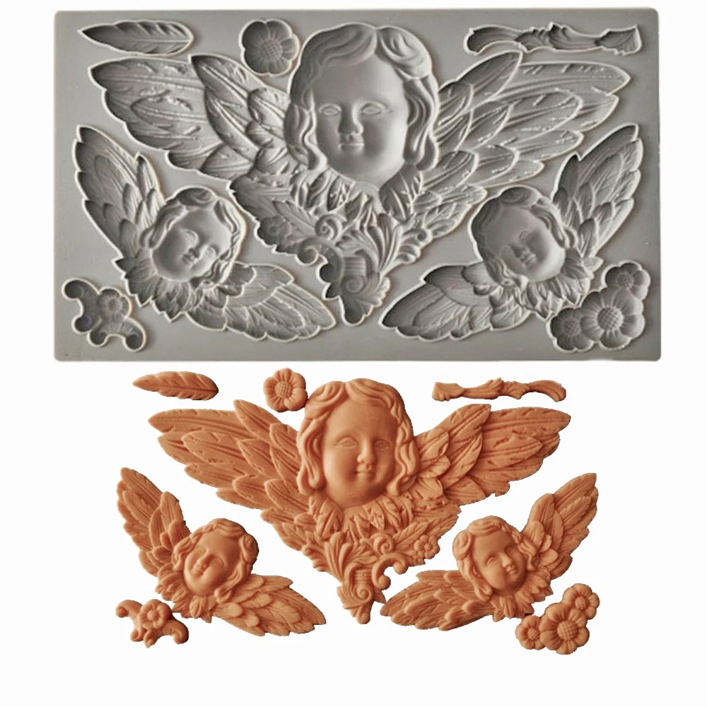 

Angel Wings Baby Silicone Fondant Mould Cake Sugarcraft Chocolate Embossment Decor Icing Baking Mold DIY Clay Soap