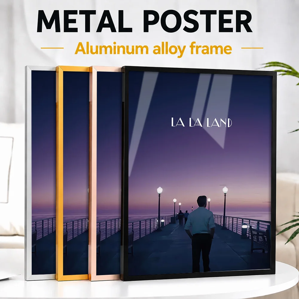 La La Land Movie Framed Aluminum Metal Poster Customized Photo Retro Theater Style Wall Art For Media Room Ideal Birthday Gift