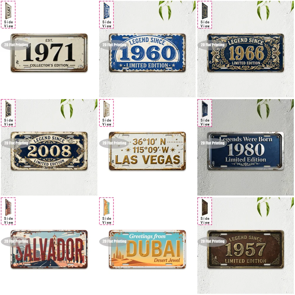 Tin Sign - Vintage Durable Metal Plaque Wall Decor, Home Office Bar Man Cave Global City Coordinate Birth Year Retro License P