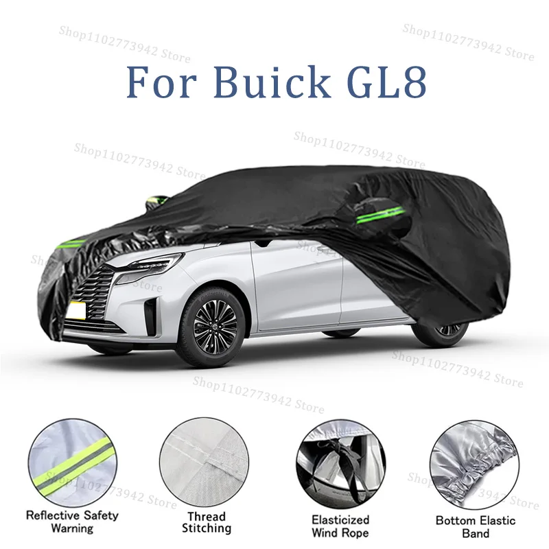

Black Silvery Scratch-Resistant Car Cover - Dustproof & Sun-Resistant, Comprehensive Protection For Buick GL8 Outdoor Parking