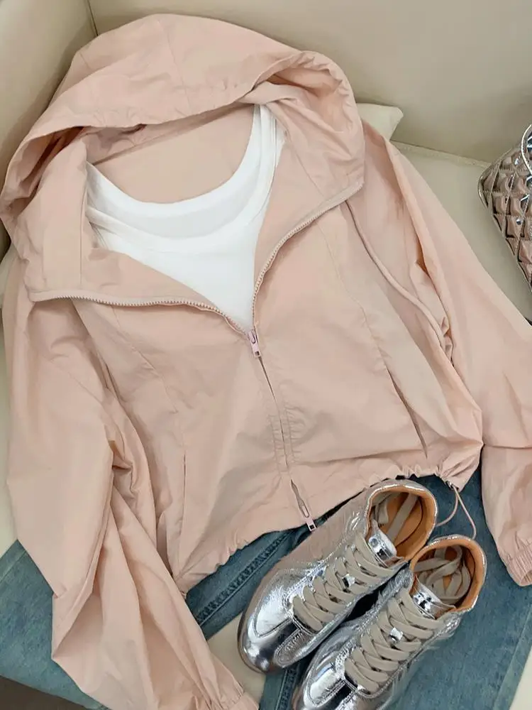 Short Hooded Women's Sun Protection Clothing Thin Outerwear Summer New Style 2026 Korean Style Small Size Casual Top