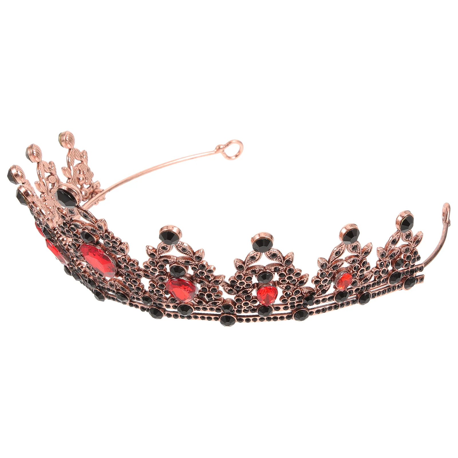 

1pc Vintage Large Red Crown Tiara Hair Headwear For Women Wedding Party Prom Rhinestone Retro Crown Hair