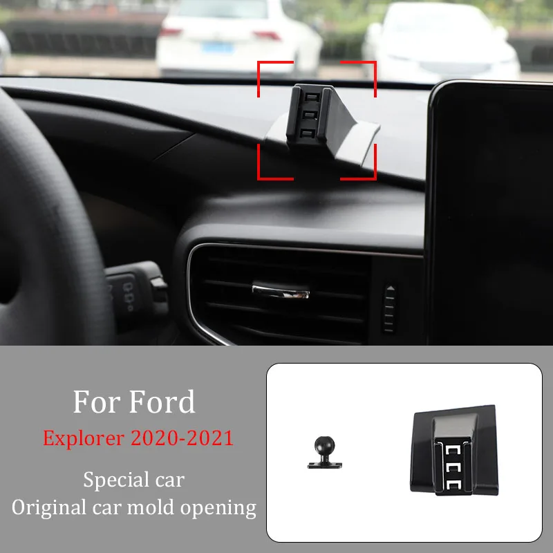 

For Ford Explorer 2020-2021 Car Phone Holder Wireless Charger Automatic Clamping 360° Rotating Navigation Bracket