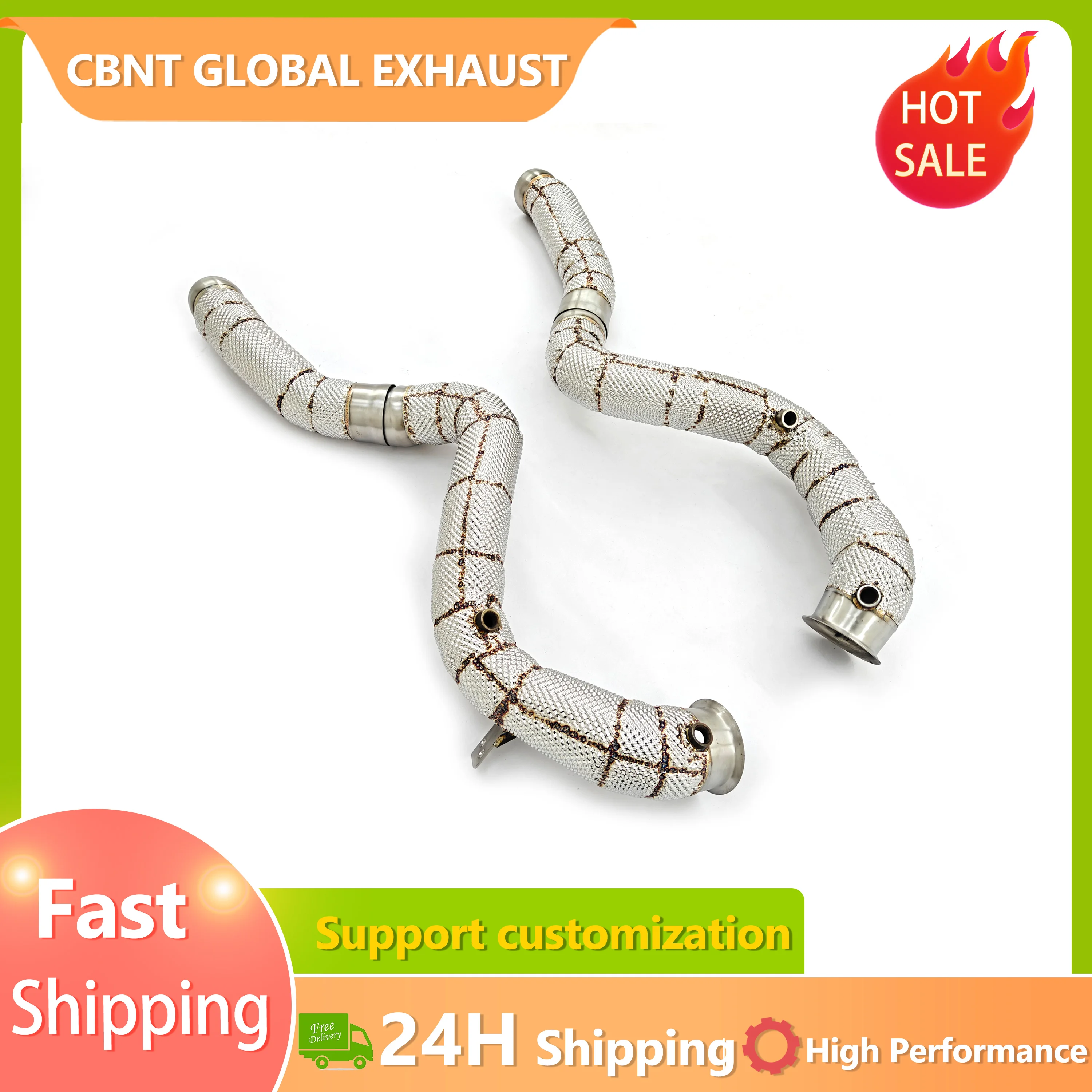 

CBNT Perfect Fitment Downpipe for Mercedes-Benz C63 AMG W205 4.0TT Exhaust Downpipe Straight Pipe SS304 Performance Exhaust Pipe
