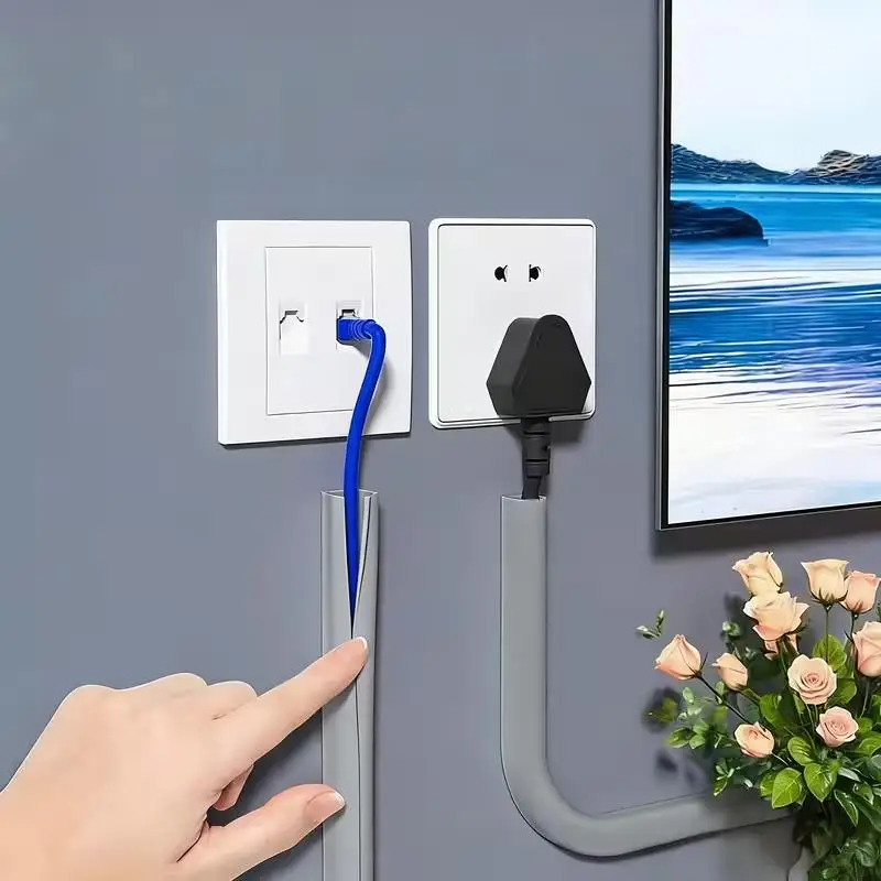 1pcs 2m Cable Trunking – Self-Adhesive Surface Mount, for Desktop/Wall, Ethernet & Wire, Invisible