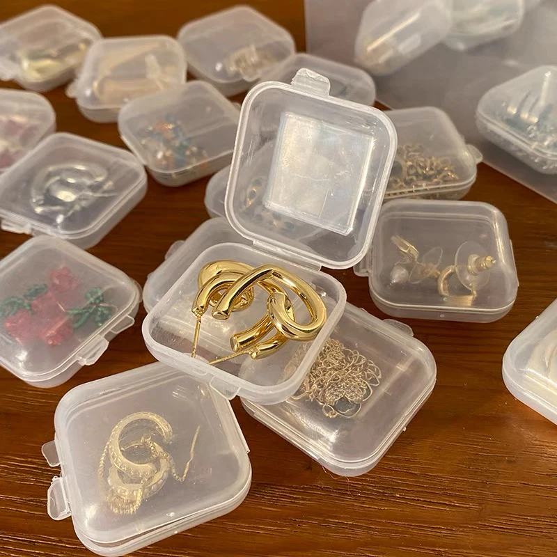 3-100pcs Jewelry Plastic Storage Box Ring Earrings Portable Pill Medicine Holder Storage Organizer Mini Containers Box