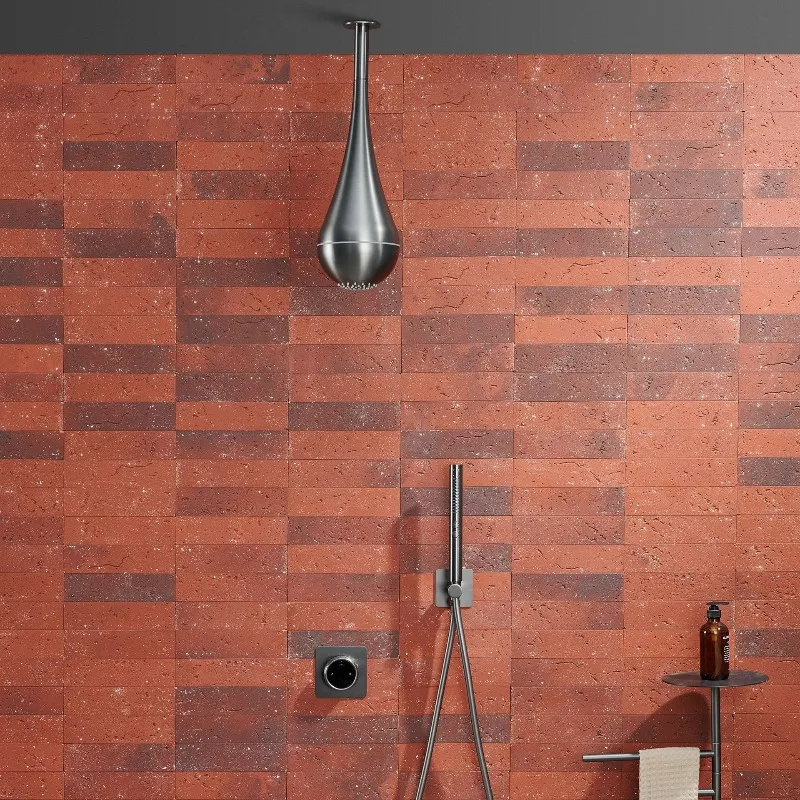 

New Wall Mounted Ceiling Rain Shower Head Set with LED Light Cold Hot Water Bathroom Faucet