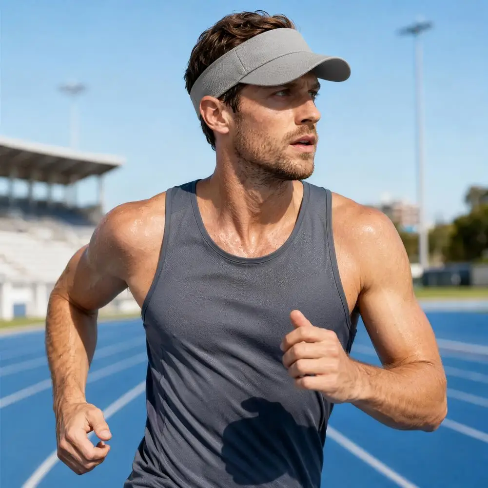 Summer Sun Hat Open Top Visor Hat Extended Curved Brim UV Protection Hat Adjustable Elastic Band Hats for Tennis Golf Running