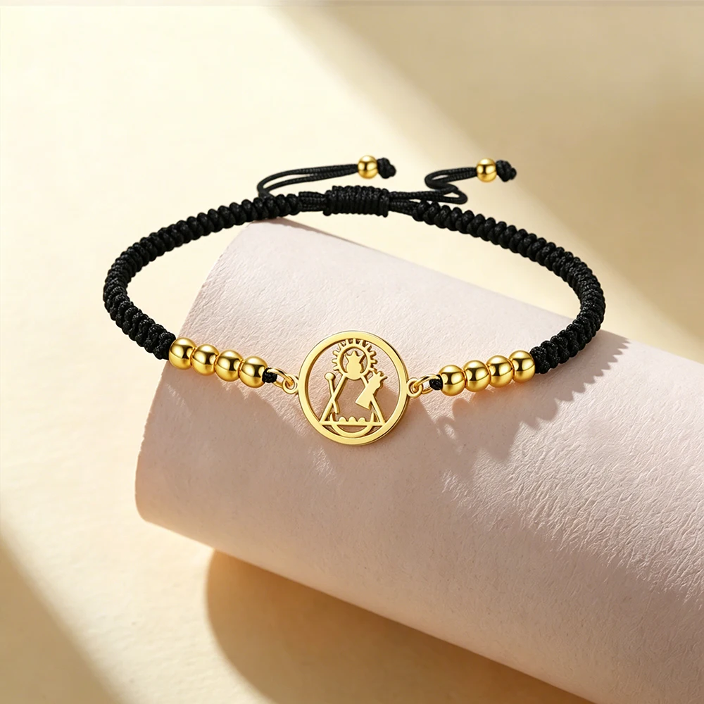 Pulsera HIPEE Nuestra Señora de Candelaria de Acero Inoxidable, Pulsera de la Virgen María para Mujeres y Hombres, Joyería Católica