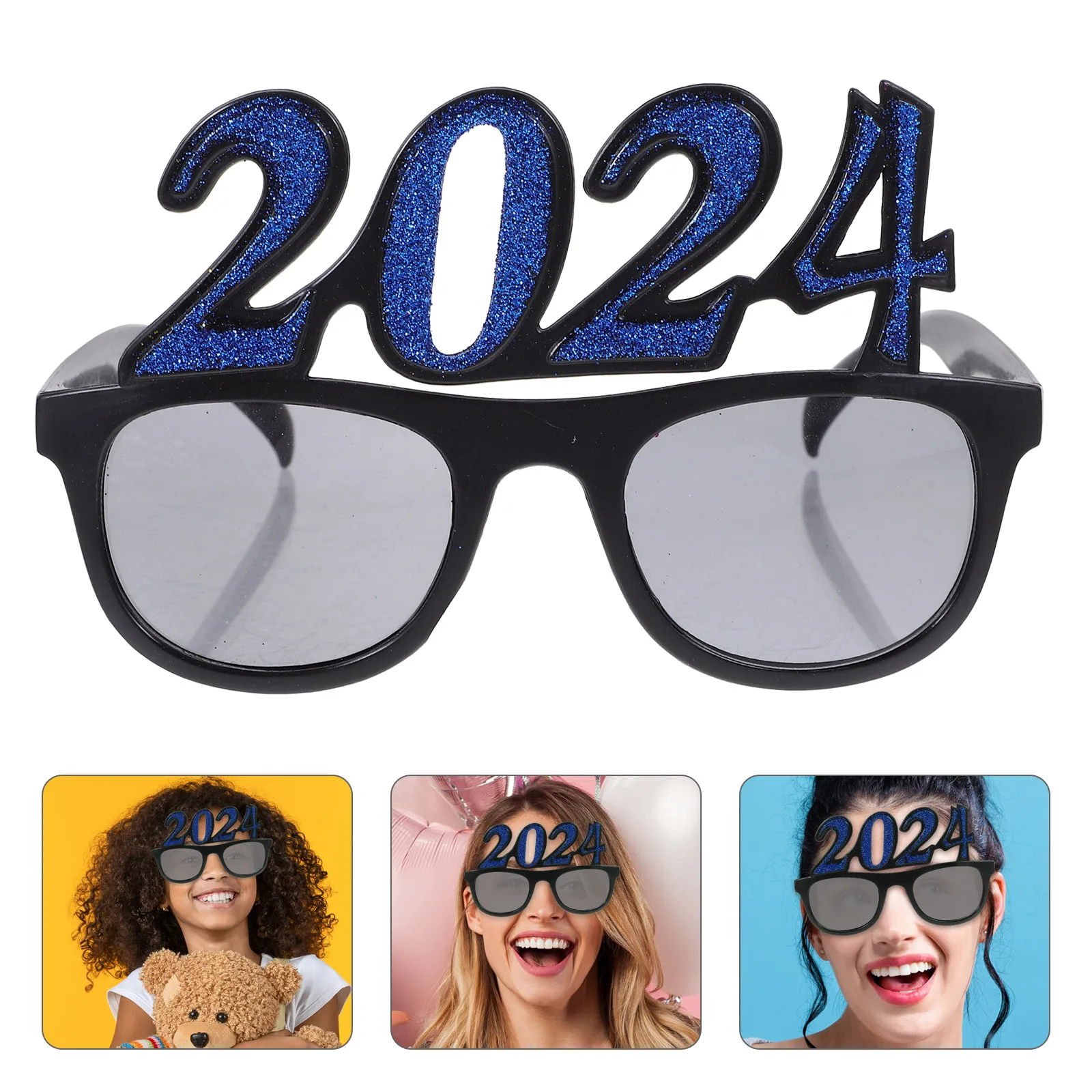 

2024 Digital Glasses Blue Party Eyewear New Year Props Photo Sunglasses Modeling Wear Plastic Lightweight Fashion Accessories