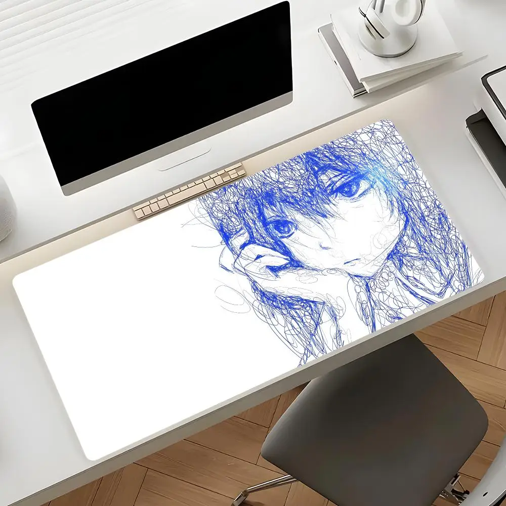 Artistic style Simple Line Girl Mouse Pad Waterproof Non-Slip Large Gaming Mat with Stitched Edge