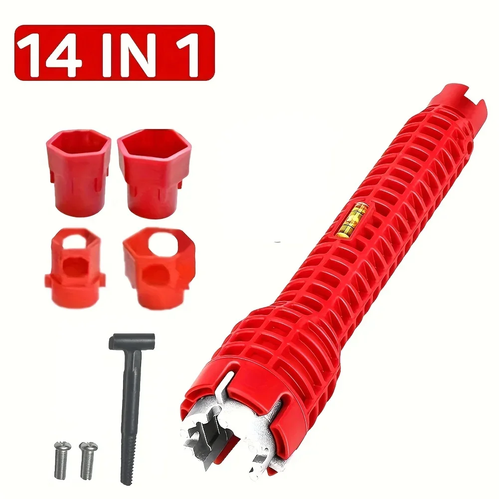 

Ключ для смесителя для раковины 14 в 1, инструмент для ремонта сантехники, ручка, гаечный ключ с двойной головкой, набор гаечных ключей с храповым механизмом для ванной комнаты