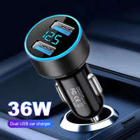 36W Car Fast Charging Adapter Dual USB PD QC3.0 Cigarette Lighter Socket Splitter Car Charger Adapter for iPhone 14 iPad Xiaomi