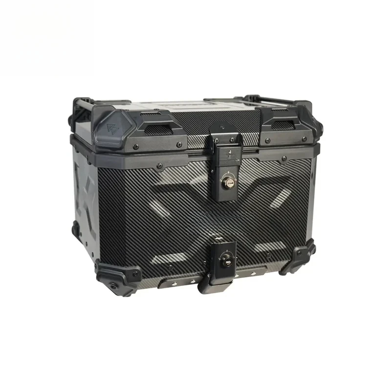 45L-3X Carbon Fiber Pattern Transfer Motorcycle Tail Box with Black Lock and Handle (Black)