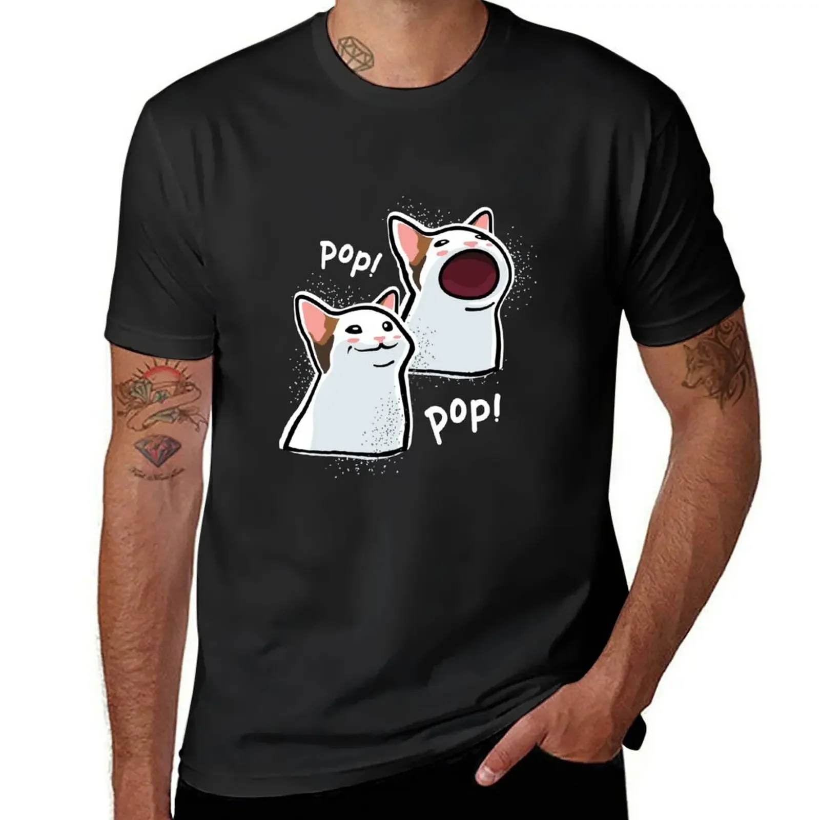 

Popping Cat Meme / Pop Cat / PopCat T-Shirt sports fans plain hippie clothes heavyweights clothing for men