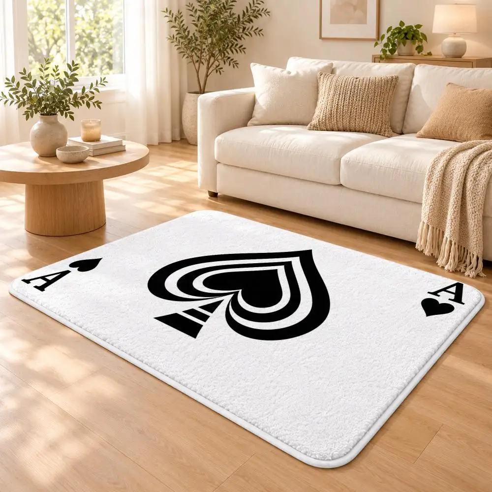 Playing Card Suits Floor Mat Flannel Rug Soft Non Slip Washable Door Mat for Bedroom Living Room Home Decor 4