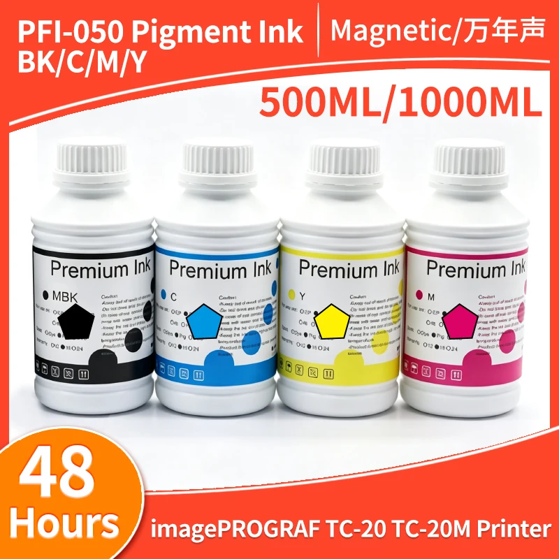 500ML/1000ML PFI-050 Refill ink PFI050 pigment ink Compatible for Canon imagePROGRAF TC-20 TC-20M Printer Pigment Ink BK C M Y