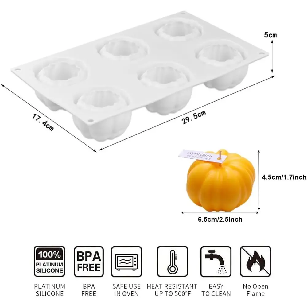 Pumpkin Silicone Mold 6 Cavities Cupcake Bg Pan Mousse Tray Molds Kitchen Cake Decoration Mold Halloween