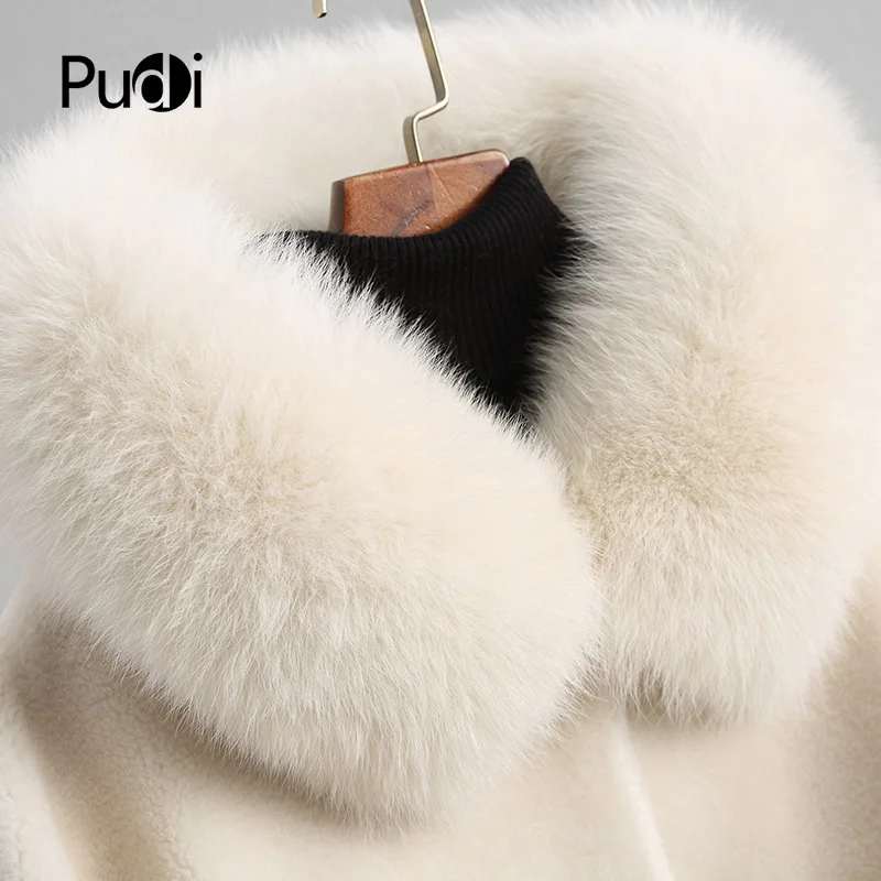 Imagem -04 - Pudi-cabolsa de Pele de lã Genuíno Feminino com Gola Fox Real Cabolsa Quente Feminino Parka Tamanho Grande Inverno A18053