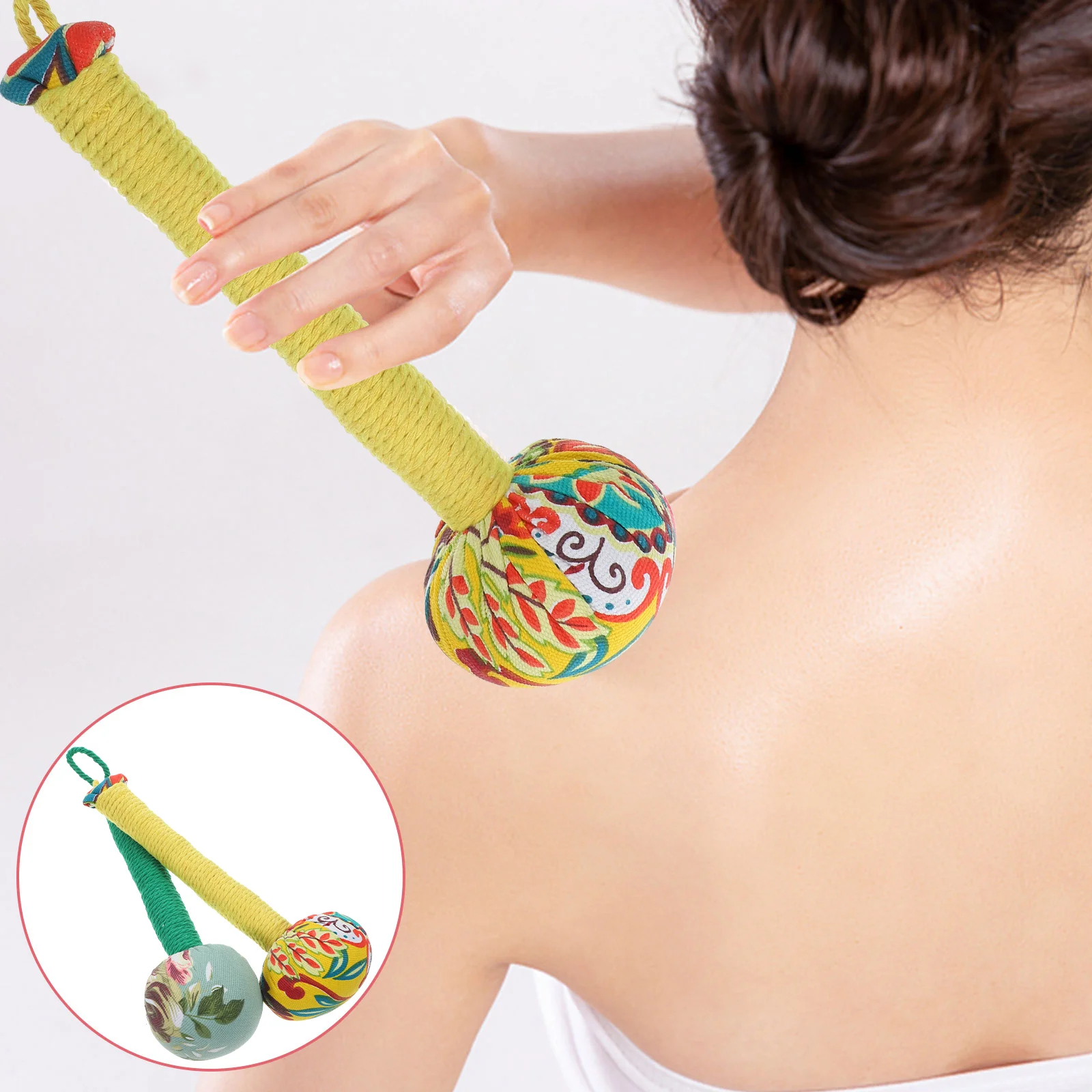 

2 Pcs Moxibustion Hammer Massage Stick for Back Massager Handheld Neck Ball Cloth Muscle Father Foot