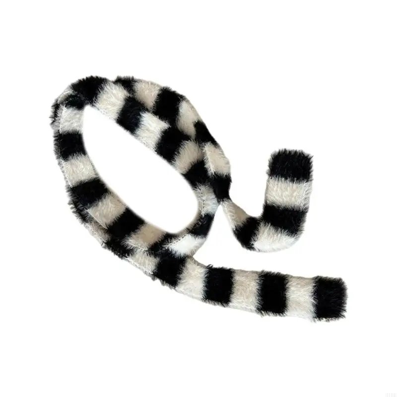 31BF Lightweight and Soft Women's Scarf Spicy Girls Muffler Striped Neckwear Decoration for Commutes or Social Gatherings