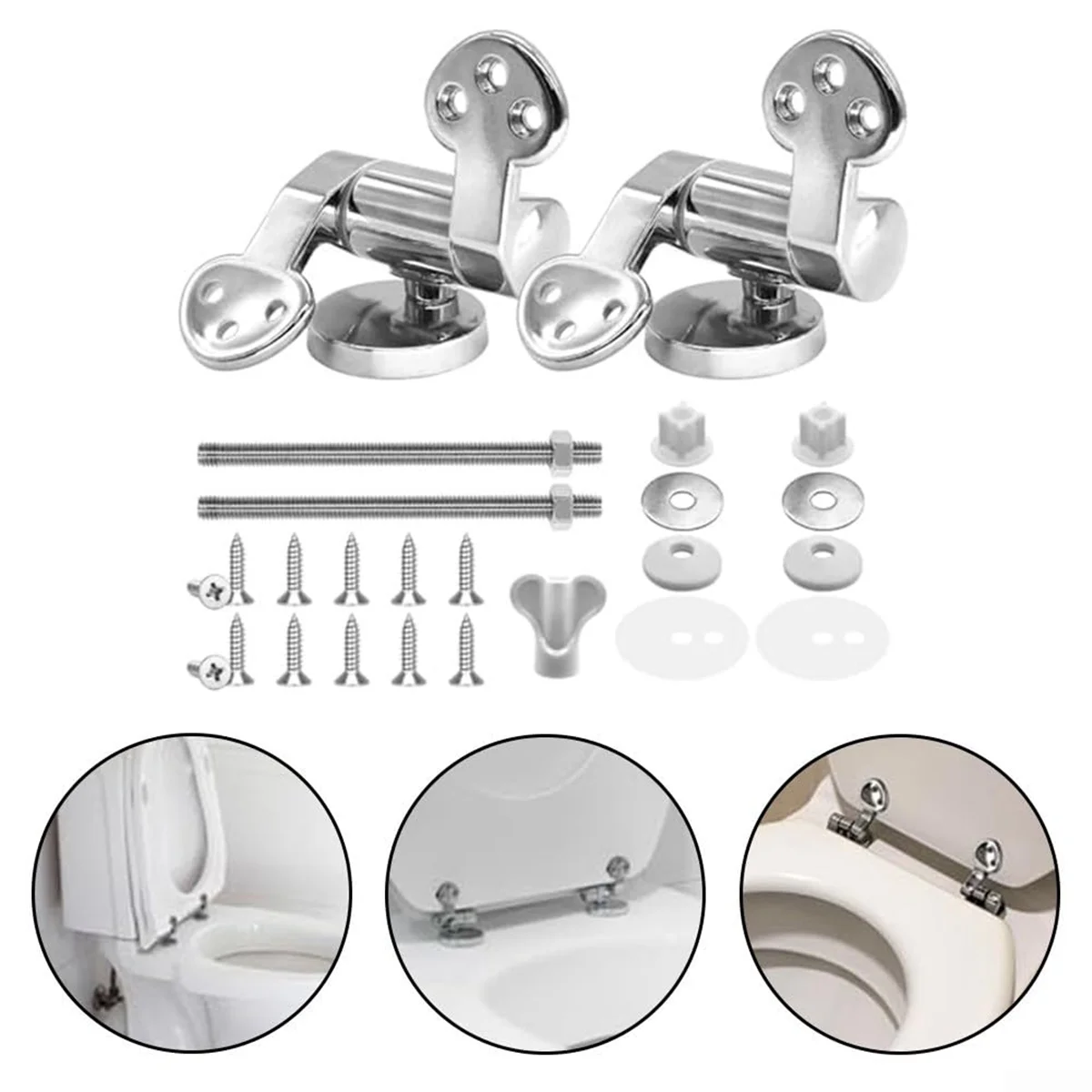 

Popular_Toilet Seat Hinge Replacement Parts Set with Soft Close Mechanism