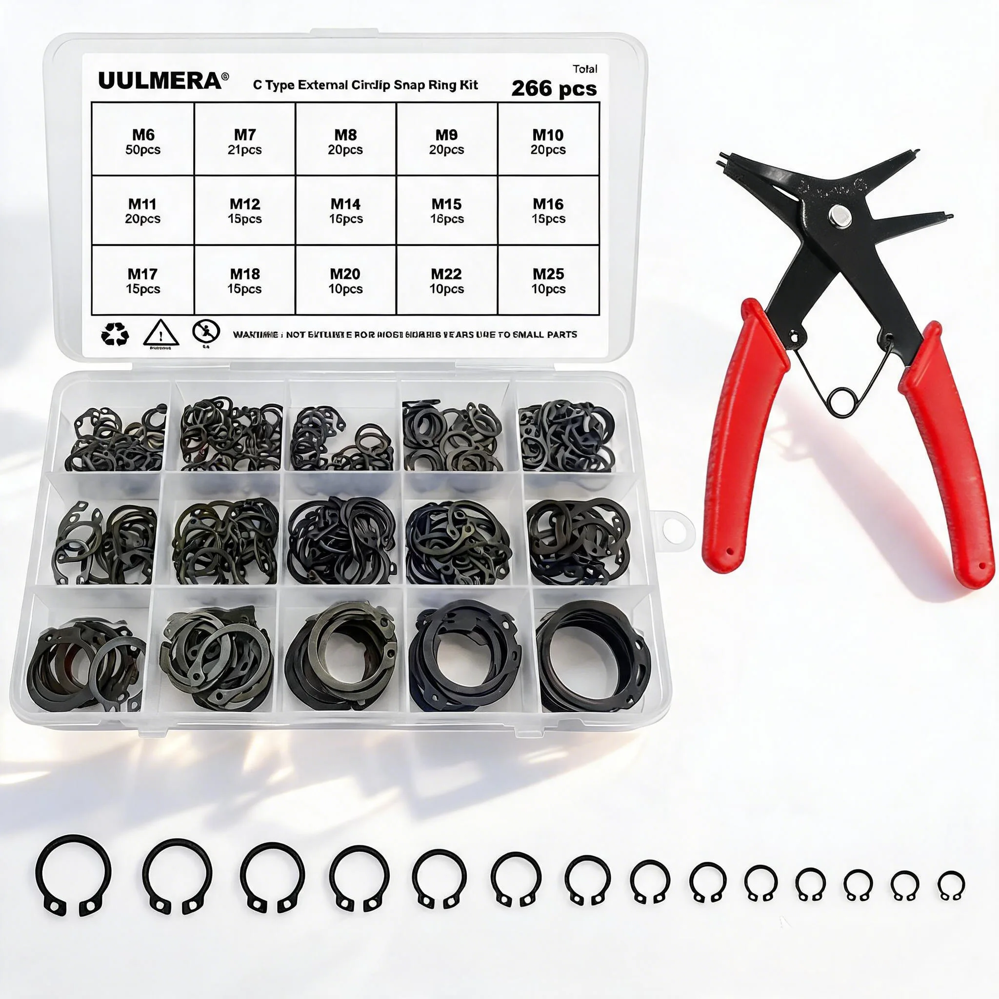 426/266/209pcs Black Alloy Steel C Clips External Circlip Set Snap Ring Retaining Ring for Shaft Bearing Hardware