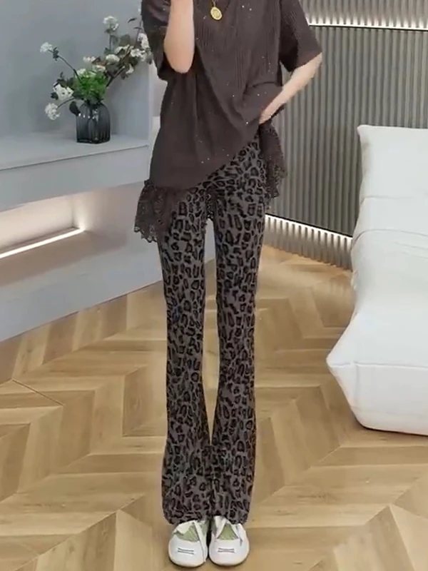 Pantaloni da yoga Bot a vita alta da donna taglie forti Slim Fit Pendolari Sle Primavera Autunno Inverno Nuova stampa leopardata Faionable