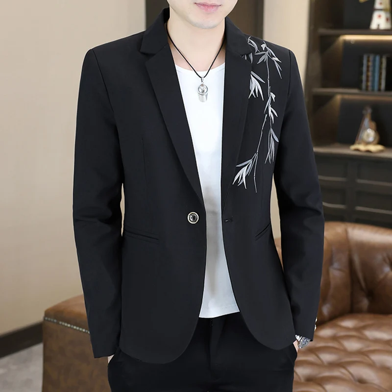 

2026 Blazer's New Men's Fashion Outdoor Travel Camping Youth Wedding Hosting Campus Slimming Casual Print Korean Version Blazer