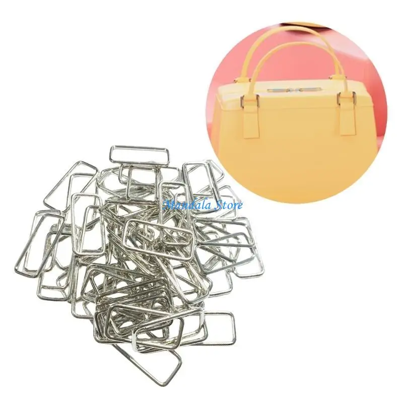 

U2JC 100Pcs Metal Rectangle Rings Buckles Rectangular Rings Webbing Belt Rings for Bag Making Pet Collar Backpacks Accessory