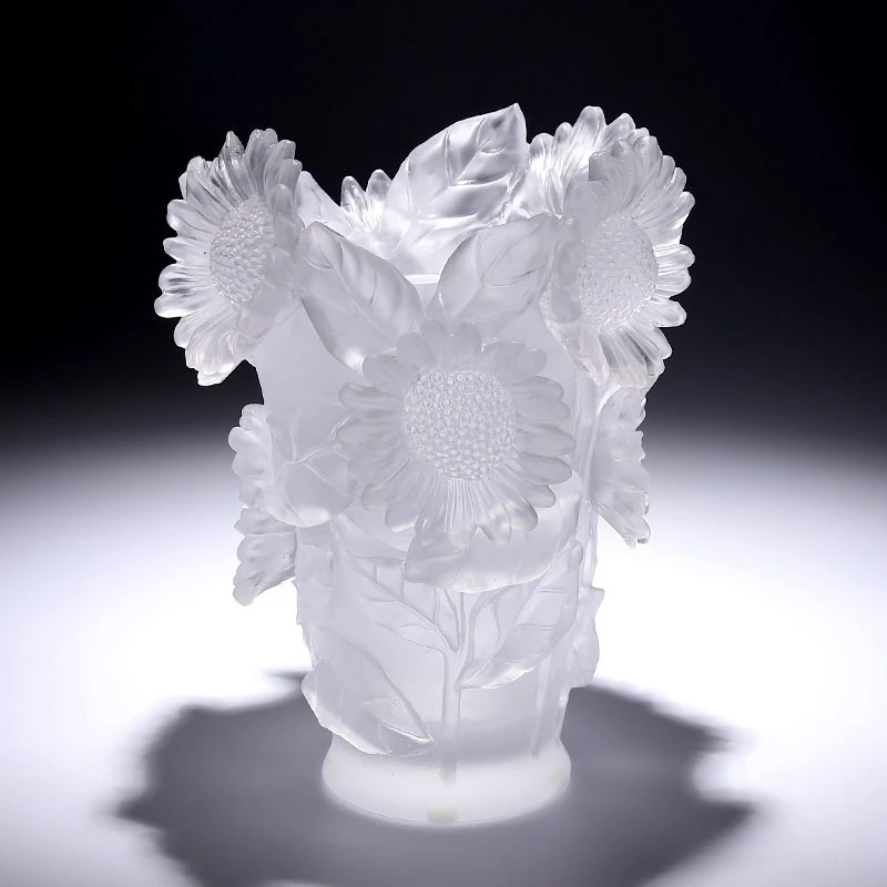 High-end sunflower vase glazed art ornament high-end sense white living room flower arrangement moving