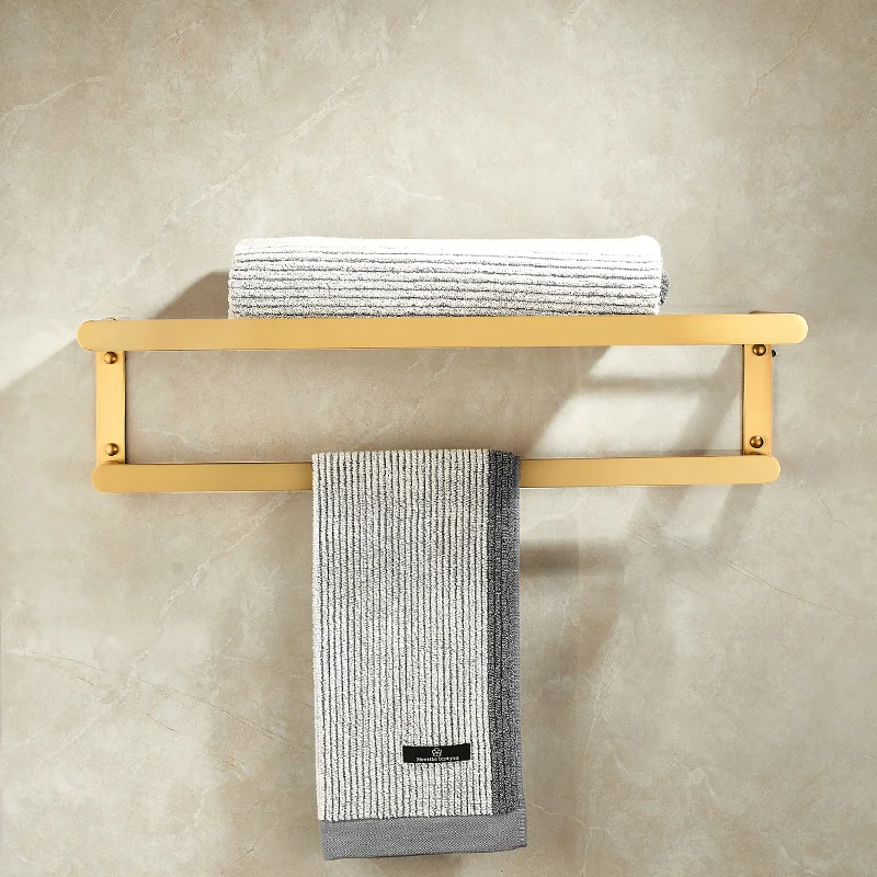 All-copper high-grade bathroom solid towel rack, no punching, widened and thickened bathroom rack, towel rack, storage rack.