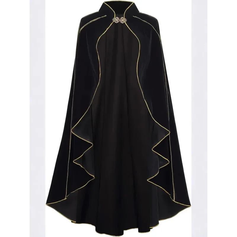 

Medieval Cosplay Cape Renaissance Cloak Black Shawl Carnival Party Stage Performance Halloween Costume for Adulta;2,c'4,h.