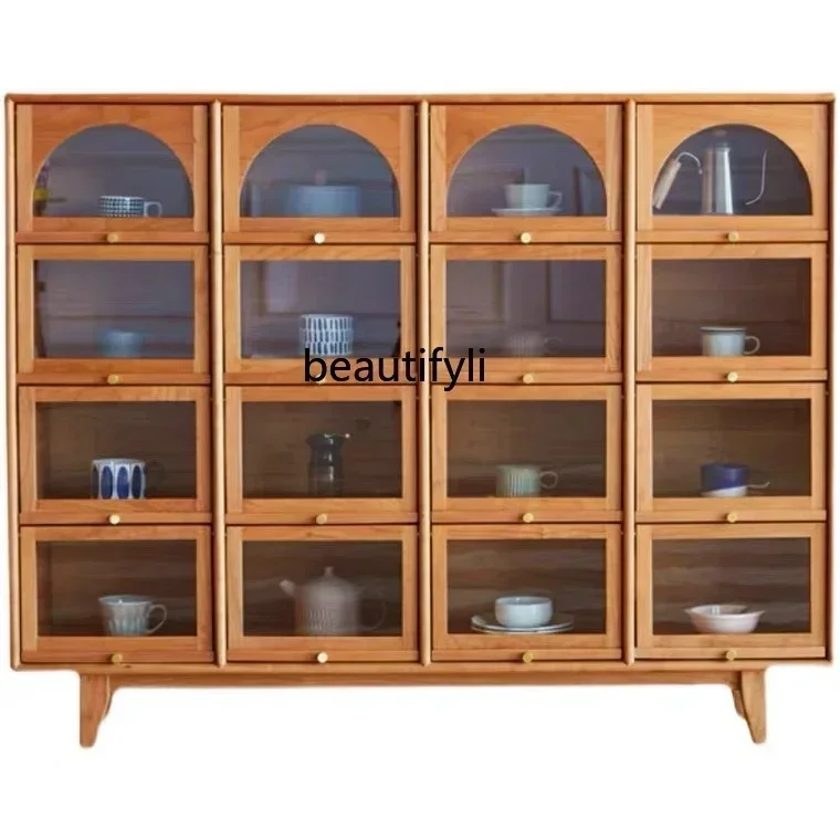 A HJ Display Cabinet Japanese Style Locker Multi-Grid Sideboard Cabinet Chest of Drawers Storage Entrance Cabinet