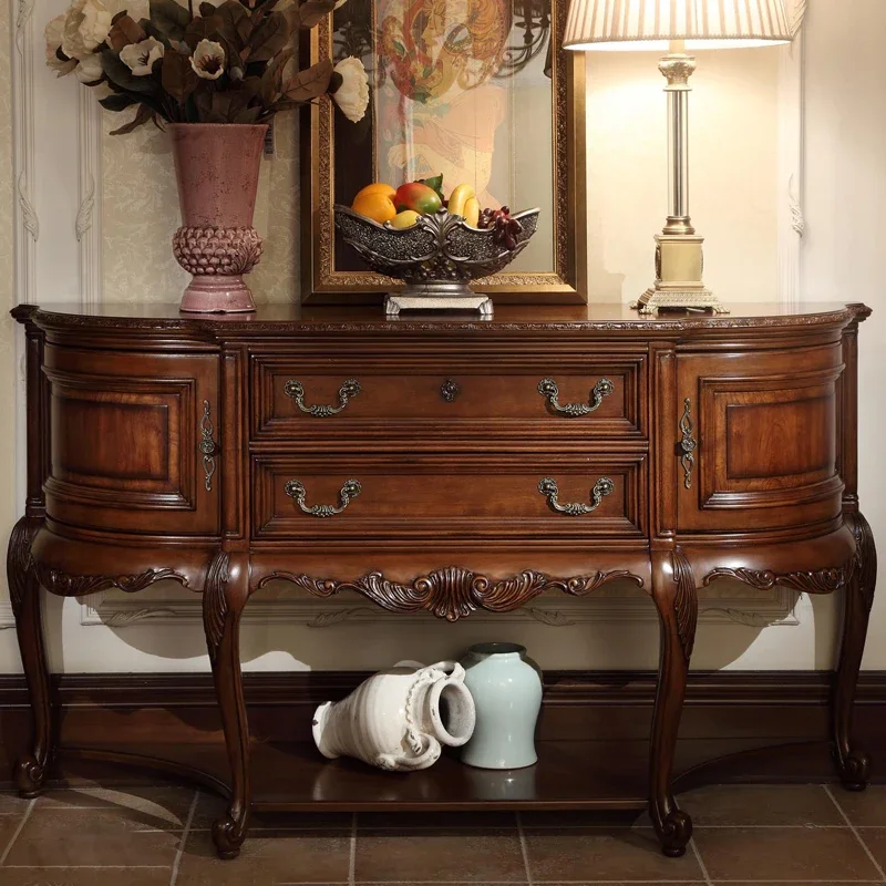 Solid wood porch foyer retro dining side aisle cabinet