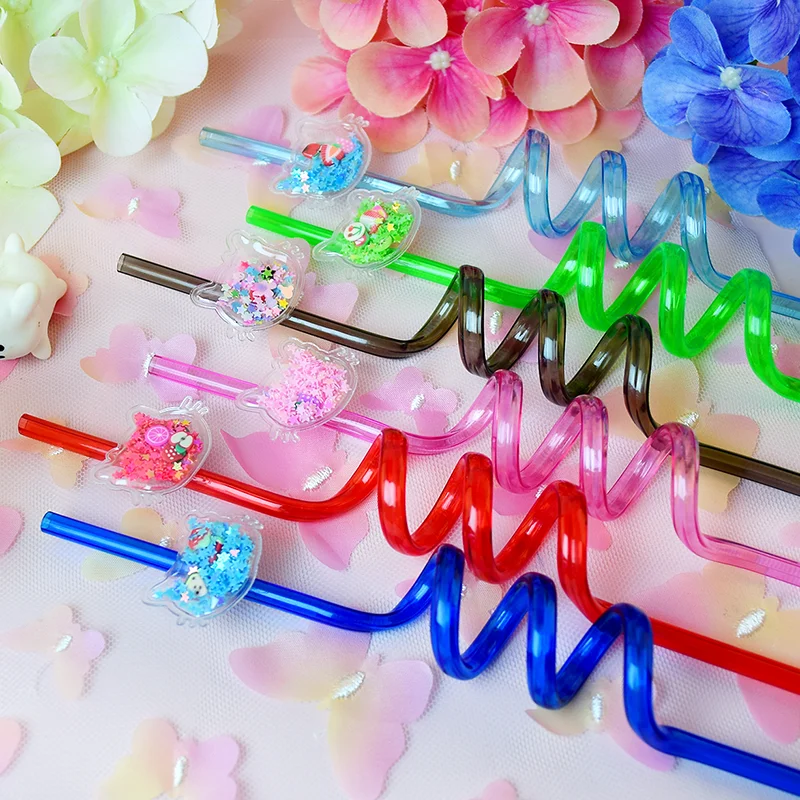 8pcs Sequin Cat Series Accessories: Spiral Straws—Drinking Straws and Small Gifts for Home or Outdoor Birthday Parties