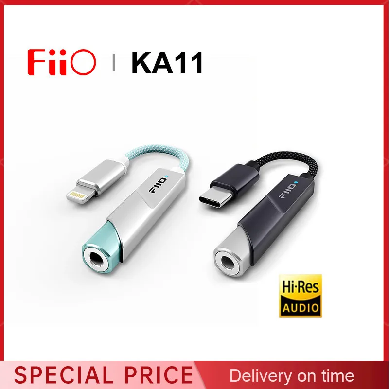FiiO JadeAudio KA11 USB DAC AMP 헤드폰 앰프 안드로이드/iOS Smsl용 고해상도 오디오 Type-C ~ 3.5mm 어댑터 동글 DAD256