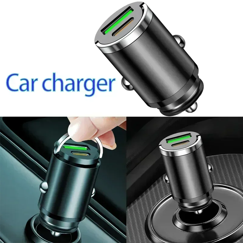Mini Hidden USB Fast Charger Car Charger Car Cigarette Lighter Type C Car Mobile Phone Charger Universal For IPhone Xiaomi Phone