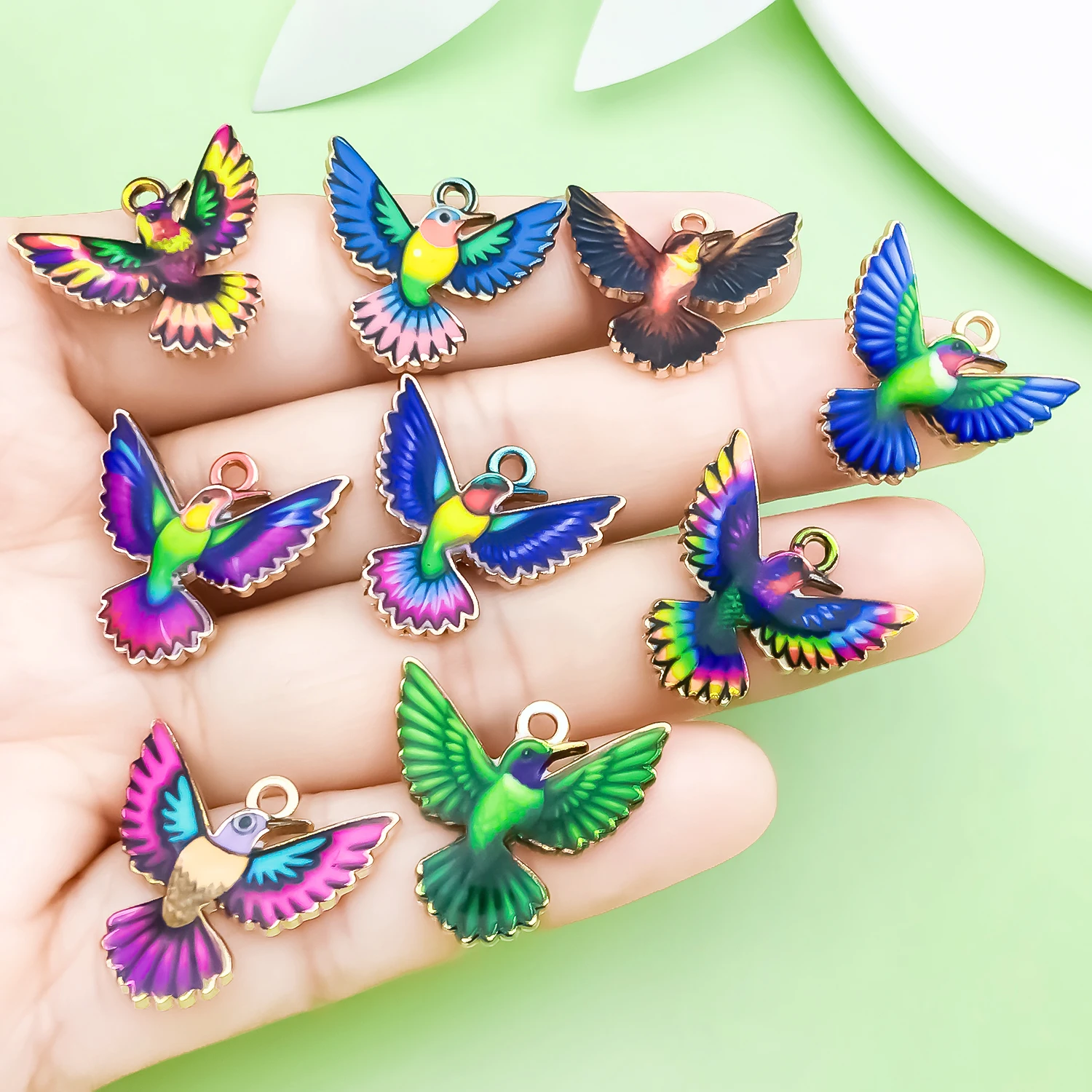 10pcs 19x21mm Colorful Printed Eagle Charms Connectors Bird Animal Pendants for DIY Jewelry Making Accessories view 6