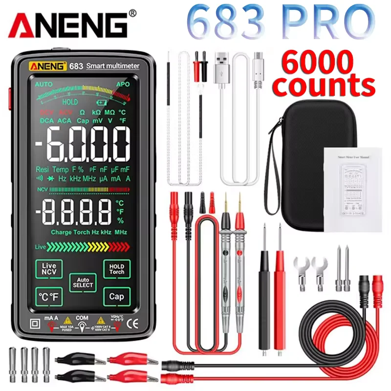 ANENG 683 Pro Digital Multimeter High-end Touch 6000 Counts Rechargeable DC Voltage Tester Current MeterOhm Diode Measuring tool