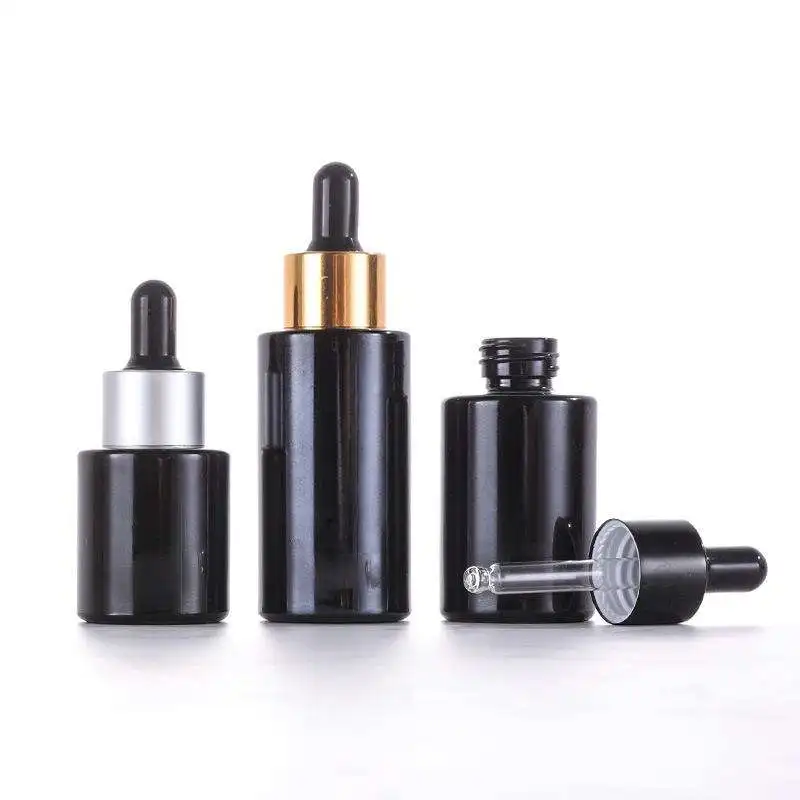 

20ml -100ml Shiny Black Glass Bottle Essential Oils Perfume Cosmetics Refillable Travel Bottles Containers Travel Accessories